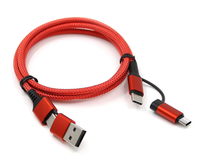 Kabel Pengisian Daya Multifungsi 4-in-1 PD 60W Pengisian Cepat Dual Type-C Berlapis Nilon Grosir Pabrik Bersertifikasi CE RoHS Reach