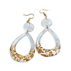 <b>Resin</b> Hoop Trendy Earrings Turquoise Pink Glitter Women's Party Jewelry Trendy Vintage Fashionable Statement Earrings for Woman - Product Image 5