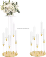 Chandelier en acrylique transparent à 6 têtes, décoration de centre de table de mariage, avec plateau à fleurs détachable, pour la décoration de table de réception