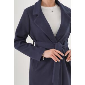 Abrigo Largo de Cachemira Azul Marino para Mujer, Manga Larga, Informal, Tejido Cálido - Product Image 4