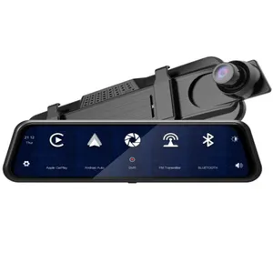 Dash cam 9.66 inch 2K phía trước 1080p phía sau có thể kéo dài IPS Xe DVR TF loại thẻ C FM Bluetooth âm nhạc Carplay hicar xe hộp đen