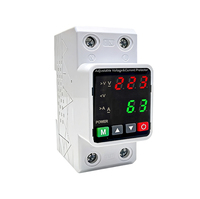Dispositif de protection contre les surtensions et les sous-tensions à réinitialisation automatique, affichage LED, 2P 220Vac 63A, protection contre les surintensités, matériau en cuivre, 0,5kW