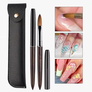 1PC Kolinsky Sable Acrylic Nail Art <b>Brush</b> Nail Extension UV Nail Gel Carving Pen <b>Brush</b> Flat <b>Round</b> Red Wood Acrylic <b>Brush</b> - Product Image 3
