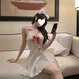 Sexy Lingerie for Women - Pure and Elegant White Spaghetti Strap Dress (QQNY) - Nightgown/Uniform - Product Image 3