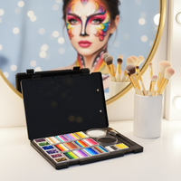 Peinture pour le visage et le corps à base d'eau, 16 couleurs arc-en-ciel, avec 6 gels pailletés, kit pour Halloween, cosplay, fête, maquillage de scène