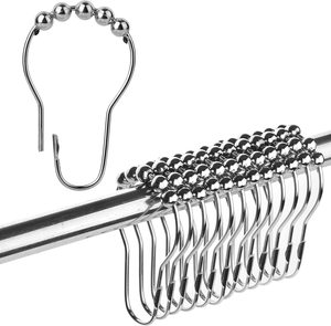 Crochets métalliques à Double glissement antirouille pour tringles de douche de salle de bain 12 anneaux de <span class=keywords><strong>rideau</strong></span> de douche - Product Image 4