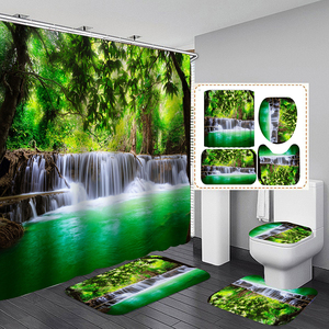<span class=keywords><strong>Rideau</strong></span> de <span class=keywords><strong>douche</strong></span> <span class=keywords><strong>lavable</strong></span> imperméable en polyester d'impression 3D de lac de cascade naturelle pour la baignoire - Product Image 4