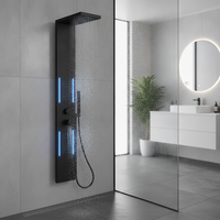 Panneau de douche moderne en aluminium à LED pour hôtel de luxe avec jets de massage et jets de pluie pour salle de bain