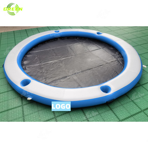 Matelas flottant gonflable vert pour jeux aquatiques, hamac flottant, tapis <span class=keywords><strong>de</strong></span> relaxation solaire, lit gonflable pour la plage - Product Image 6