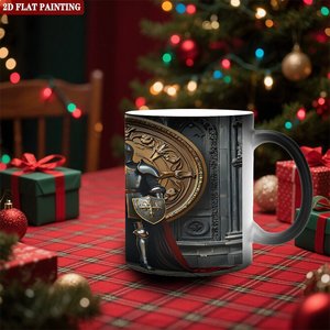 Mug en céramique à poignée incurvée, noir givré, 11 oz, sensible à la chaleur, pour usage quotidien - Product Image 2