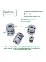 Accouplement universel flexible standard en acier inoxydable à disque simple/double pour tige filetée, encodeur à glissière, moteur pas à pas, servomoteur, moteur à réducteur