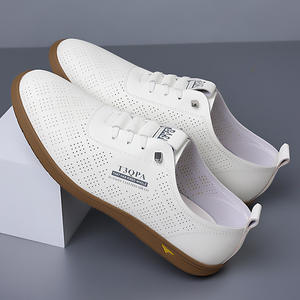 Zapatos de Cuero Blancos Transpirables para Hombre, Diseño Slip-On con Suela Suave Antideslizante y Malla de Gel, Novedad de Verano - Product Image 6