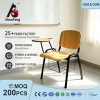 Chaise d'étude en bois pour salle de classe, bibliothèque, chaise d'étudiant avec tablette d'écriture