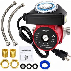 Pompe de circulation CWDA 115V 1/8 CV avec minuterie pour recirculation d'eau chaude et raccords union - Product Image 1