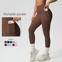 Celana Yoga nyaman wanita, Legging Olahraga Lari dan Fitness berpinggang tinggi warna polos bersirkulasi