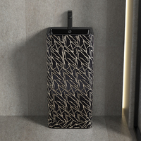 Lavabo en pierre naturelle noire, fait à la main, mat, écologique, design moderne, colonne irrégulière