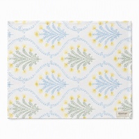 Nappe rustique jaune tissée écologique avec motif texturé crème pour salle à manger style ferme
