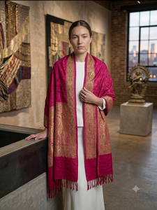 Classic Embroidered Floral Digital Print Viscose Shawl Long Fringe Soft Warm Lightweight Breathable Reversible Traditional - Product Image 4
