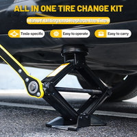 Kit d'outils Tesla en acier de 2,5 tonnes, cric à ciseaux pour voiture avec patin de cric en caoutchouc noir pour Tesla Model Y 3 S X
