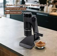 Moulin à café manuel portable, mini, 63 mm, en acier inoxydable avec revêtement en titane, à meules réglables externement.