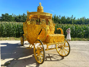 Chariot de Mariage Cendrillon Citrouille Dorée en Métal - Transport Spécial à Vendre - Product Image 6