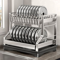 Égouttoir à vaisselle double niveau en métal sur pied pour cuisine, conception non pliable, tailles personnalisables, design flexible