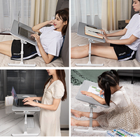 SAIJI Bureau d'ordinateur portable pliable en gros pour lit, taille plus, réglable, en cuir noir, plateau de lit, bureau à domicile, table d'étude pour enfants