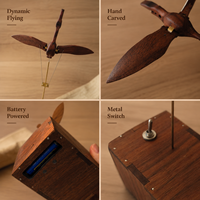 Boîte à musique électrique artisanale en noyer noir - Figurine Cygne Volant Poème - Ornement de table créatif