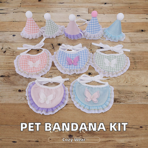 وشاح رقبة قابل للتعديل للكلاب والقطط بالجملة، باندانا مطرزة بلون واحد، إكسسوار صيفي - Product Image 3