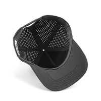Casquette de baseball vintage en coton à 5 panneaux, personnalisée, imperméable, avec découpe laser, trous perforés, visière incurvée, chapeau de golf doré