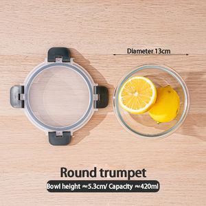 Vendita calda cucina e casalinghi Air a tenuta stagna in vetro borosilicato alta scatola per il pranzo in vetro per pasti contenitori per <span class=keywords><strong>la</strong></span> <span class=keywords><strong>conservazione</strong></span> <span class=keywords><strong>degli</strong></span> <span class=keywords><strong>alimenti</strong></span> con coperchio grigio - Product Image 2