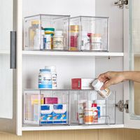 Tiroir de rangement empilable transparent en acrylique pour cuisine, médicaments, maquillage, armoire