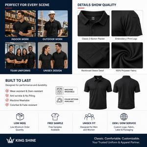 <span class=keywords><strong>Polo</strong></span> Personalizzata con LOGO, 100% Poliestere Piqué, Camicia Uniforme da Uomo con Tasche, Manica Corta, Asciugatura Rapida, UPF 50+, per Golf - Product Image 2