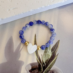 Boho in acciaio inox 18k oro naturale occhio di tigre conchiglia di perle di perline anello da dito da donna con perline di cristallo - Product Image 5