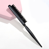 Ensemble de brosses à touiller noires pour cheveux fins, avec poils en crin de cheval et queue de rat, ensemble de trois rangées pour le coiffage en arrière