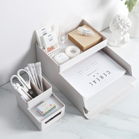 Boîte de rangement empilable de bureau pour papier A4, boîte de rangement pour reçus, porte-stylos multifonctionnel de style tiroir, organisation