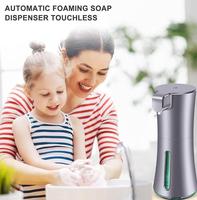 Distributeur de savon automatique à capteur HOMEDEC en plastique gris 350 ml, moderne, pour salle de bain, à poser sur le bureau, double pompe pour gel liquide