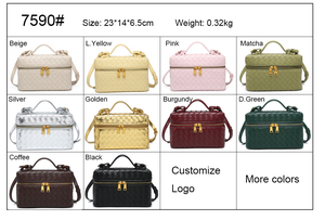 7590 # femmes marron tissé boîte à déjeuner forme bandoulière sac à main dames décontracté petits sacs à bandoulière tissés mode main pochette sac à main - Product Image 2