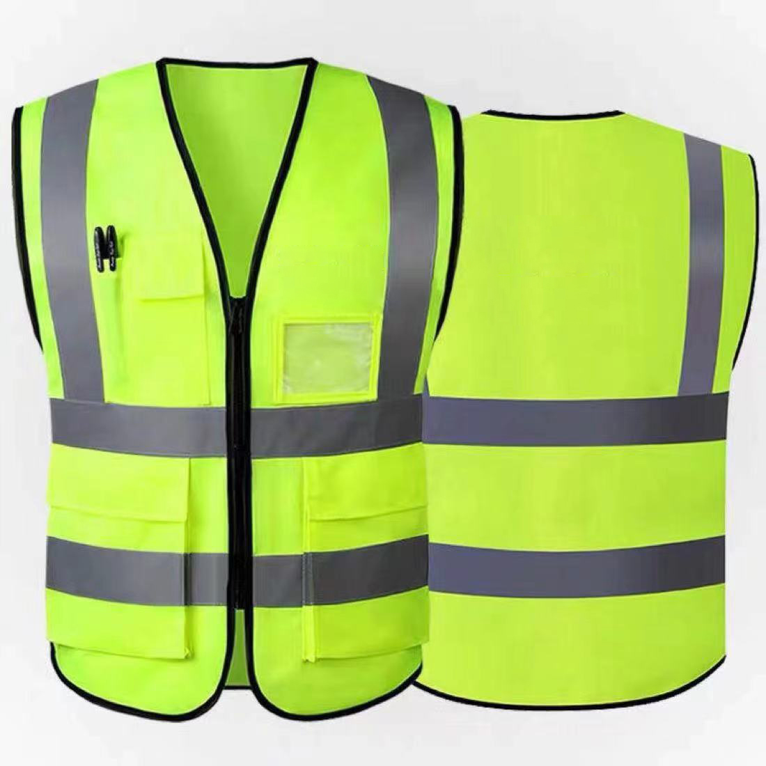 Hi vis güvenlik iş Polyester ANSI tonlu yüksek görünürlük yansıtıcı yelek cepler ile