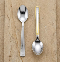 Lot de cuillères en acier inoxydable durable avec finition miroir doré/argenté, résistantes à la rouille, légères, pour mariage