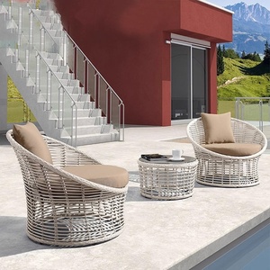 Canapé d'extérieur moderne et simple <span class=keywords><strong>de</strong></span> style nordique, <span class=keywords><strong>table</strong></span> basse assortie, mobilier <span class=keywords><strong>de</strong></span> jardin et <span class=keywords><strong>de</strong></span> balcon <span class=keywords><strong>en</strong></span> <span class=keywords><strong>rotin</strong></span> fait main, structure métallique, 1 place - Product Image 3