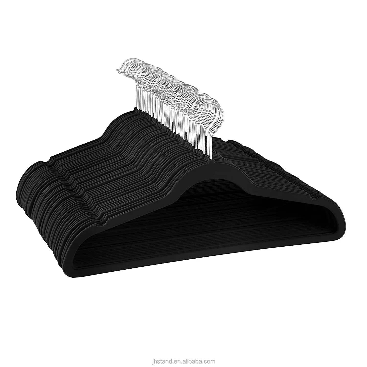 Wholesale Luxury Thick Black Velvet Suit Clothing Hangers Anti-Slip Hanger Clothes Short Velvet Hangers
