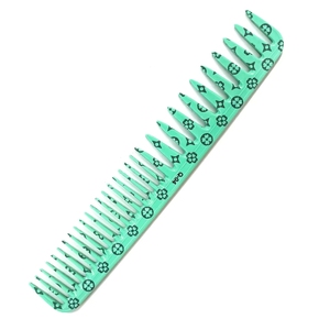 Peigne de barbier bleu gravé - Peigne texturisant professionnel pour coiffure en salon, outils de coiffure unisexe avec marques graduées - Product Image 2