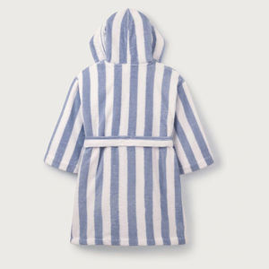 Venta al por mayor de Albornoz de lujo con rayas azules de tamaño personalizado para niños Albornoz de algodón orgánico para baño Albornoz de bebé - Product Image 2