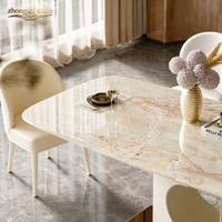 Table moderne élégante en marbre naturel de luxe, plateau ovale poli, rose fumé, haut de gamme, durable, personnalisable, imperméable