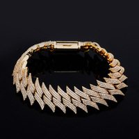 Bracelet de mariage tendance pour homme en or véritable, chaîne cubaine à fermoir ardillon 20 mm, entièrement sertie de zircons, style hip-hop