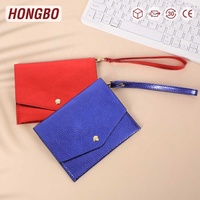 Portefeuille A6 en cuir Pebble 18 couleurs Hongbo avec porte-monnaie et dragonne, disponible en coffret cadeau avec porte-clés métallique