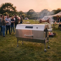 Grill Rotisserie à Gaz en Acier Inoxydable Commercial avec Roues pour Restaurant, Ferme, Hôtel, Restauration