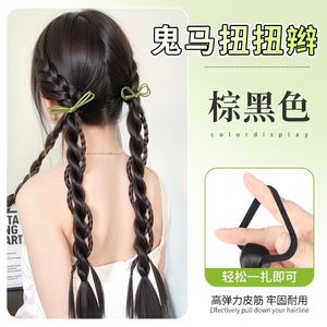 วิกผมทรงหางม้าแบบถักเปียเกลียวสไตล์เกาหลี ทำจากเส้นใยทนความร้อนสูง ถักด้วยมือ สำหรับผู้หญิง ให้ลุคสวยแบบเกาหลี - Product Image 4