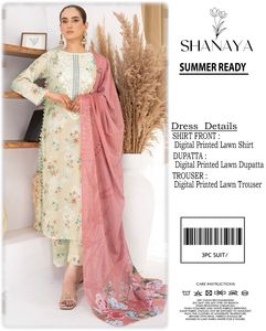 Ensemble Salwar Kameez 3 pièces Shanaya pour femme, non cousu, imprimé numérique, en tissu lawn, prêt pour l'été, décontracté, coupe traditionnelle ample, longueur midi - Product Image 3